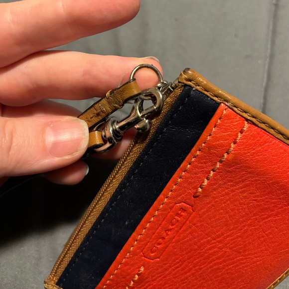 COACH Red and Navy Leather Skinny ID Wristlet - Picture 4 of 5